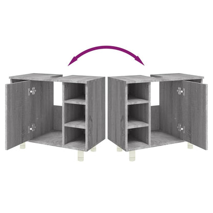 Badkamerkast 60X32X53,5 Cm Bewerkt Hout Eikenkleur Grijs sonoma