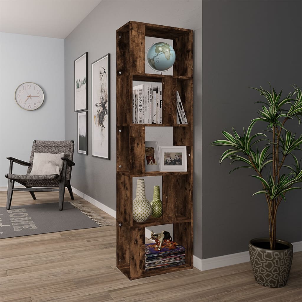 Boekenkast 45X24X60 Cm Bewerkt Hout Kleurig Gerookt eiken
