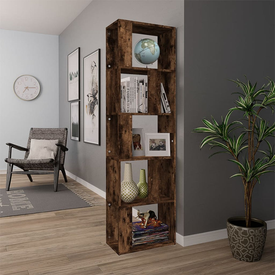 Boekenkast 45X24X60 Cm Bewerkt Hout Kleurig Gerookt eiken
