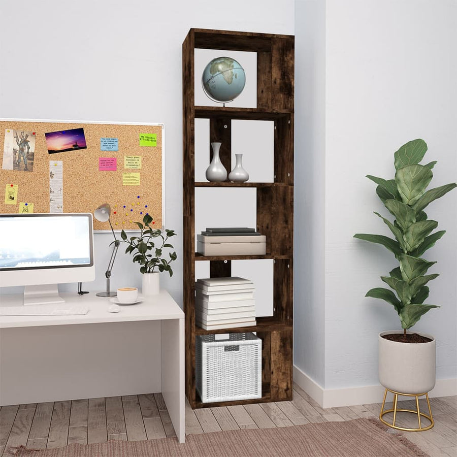 Boekenkast 45X24X60 Cm Bewerkt Hout Kleurig Gerookt eiken