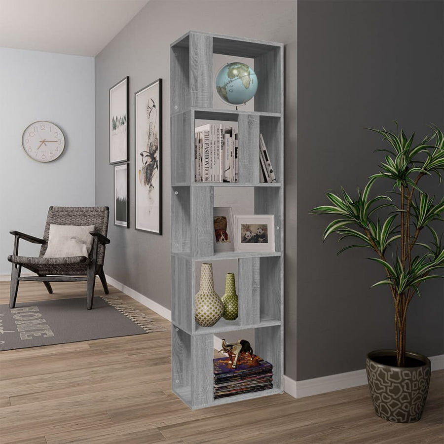 Boekenkast 45X24X60 Cm Bewerkt Hout Eikenkleurig Grijs sonoma