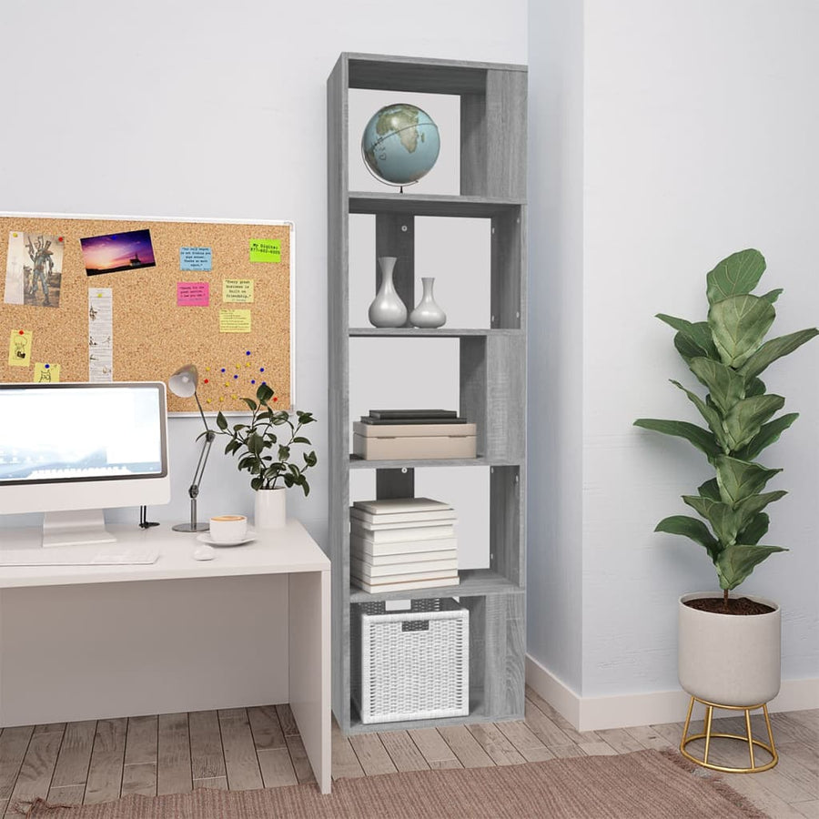 Boekenkast 45X24X60 Cm Bewerkt Hout Eikenkleurig Grijs sonoma