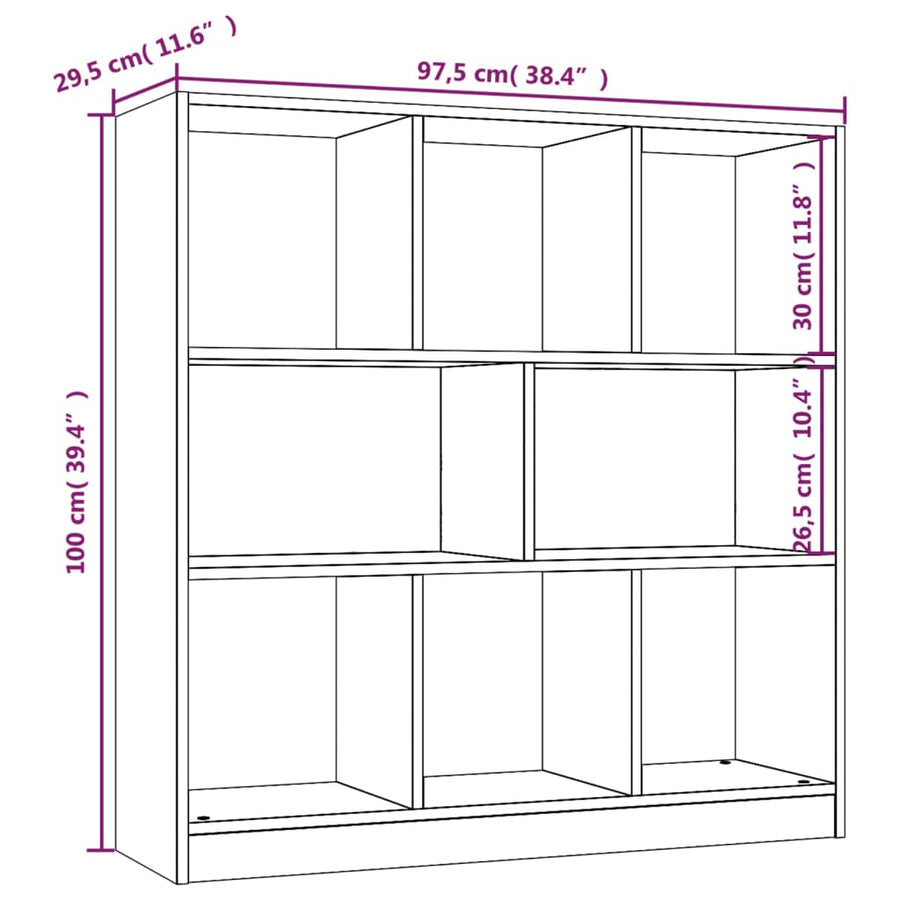 Boekenkast 97,5X29,5X00 Cm Bewerkt Hout Kleurig Gerookt eiken