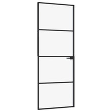 Binnendeur 76X20,5 Cm Gehard Glas En Aluminium Smal Zwart En Transparant 76 x 201.5 cm 3 horizontale stangen
