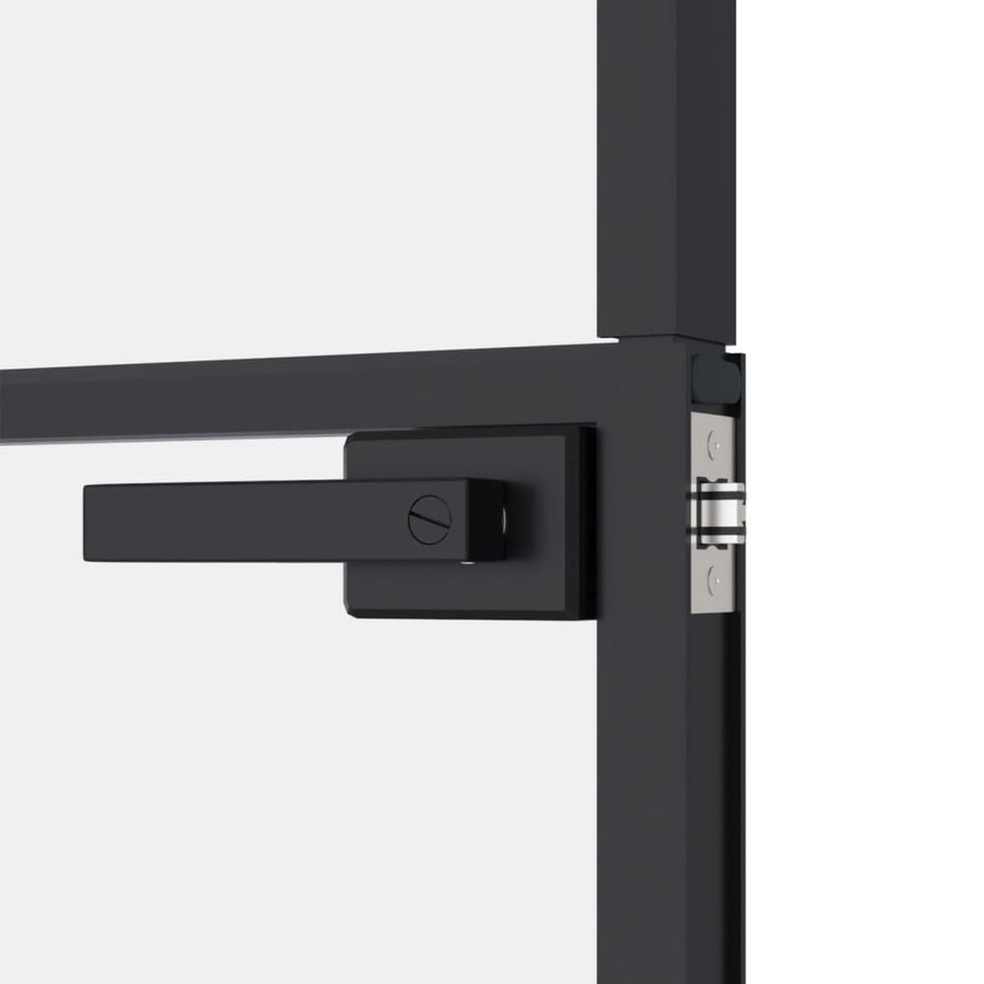 Binnendeur 83X201,5 Cm Gehard Glas En Aluminium Smal Zwart