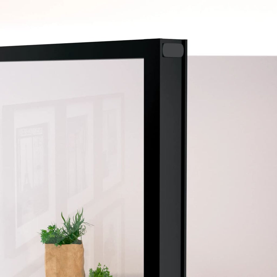 Binnendeur 93x201,5 cm gehard glas en aluminium smal zwart 93 x 201.5 cm 3 horizontale stangen