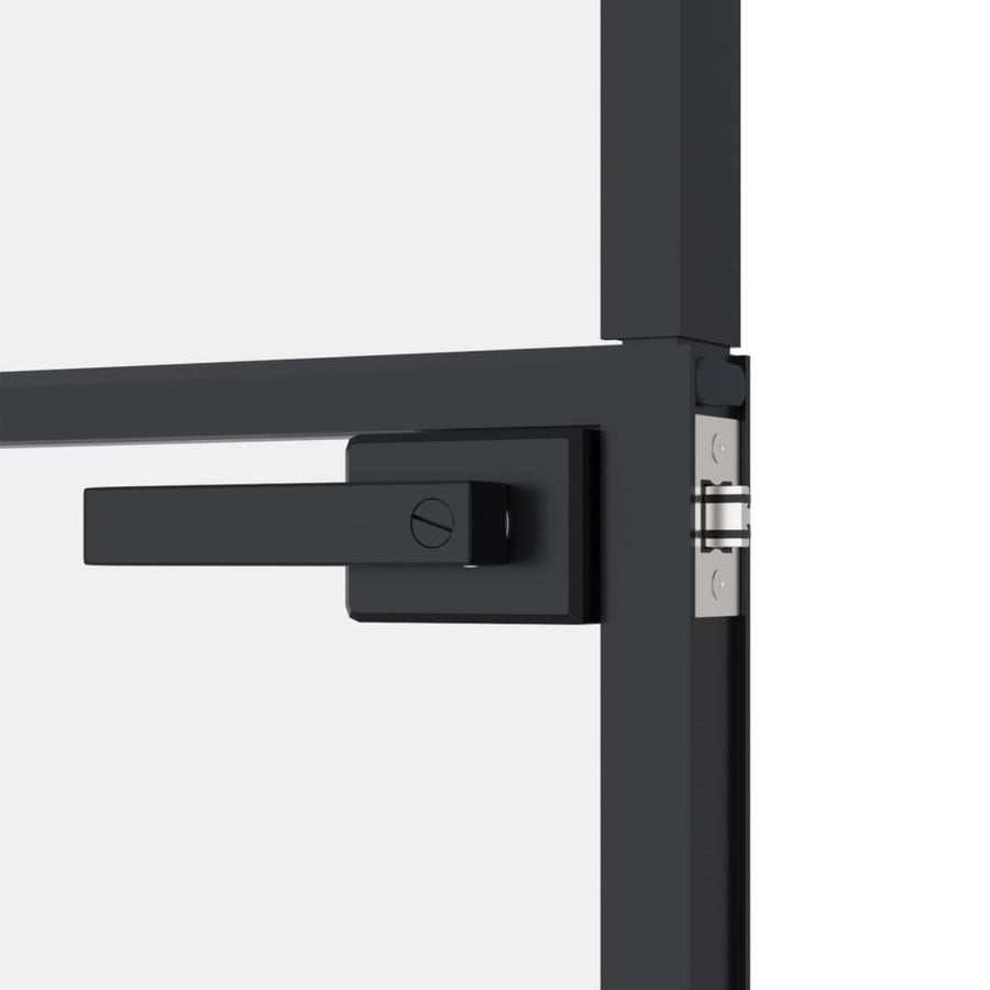 Binnendeur 93x201,5 cm gehard glas en aluminium smal zwart 93 x 201.5 cm 3 horizontale stangen