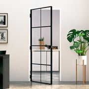 Binnendeur 83x201,5 cm glas aluminium zwart