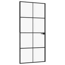 Binnendeur 93x201,5 cm gehard glas en aluminium smal zwart 93 x 201.5 cm 4x2 rooster