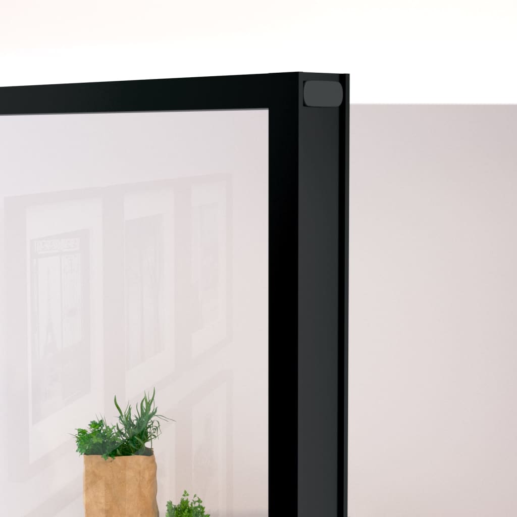 Binnendeur 93x201,5 cm gehard glas en aluminium smal zwart 93 x 201.5 cm 4x2 rooster