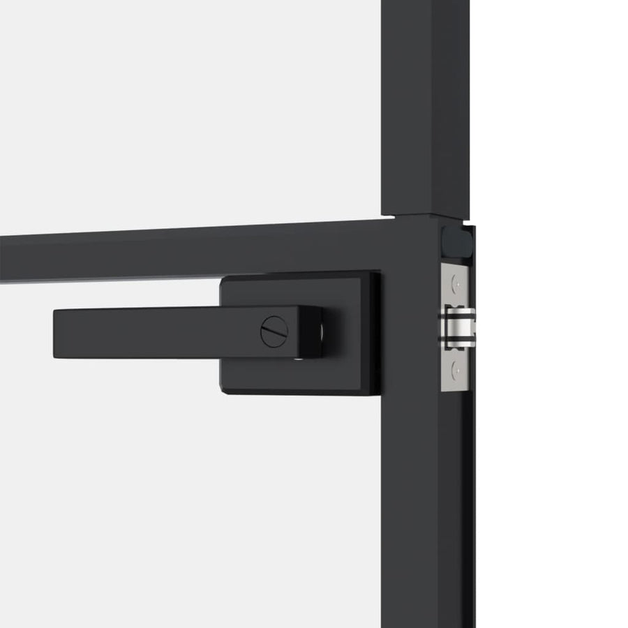 Binnendeur 102X201,5 Cm Gehard Glas En Aluminium Smal Zwart