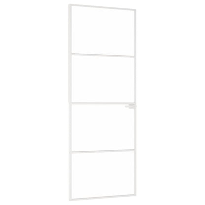 Binnendeur 76X20,5 Cm Gehard Glas En Aluminium Smal Wit En Transparant 76 x 201.5 cm 3 horizontale stangen