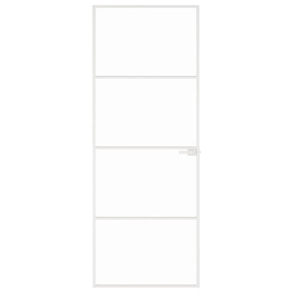 Binnendeur 76X20,5 Cm Gehard Glas En Aluminium Smal Wit En Transparant 76 x 201.5 cm 3 horizontale stangen