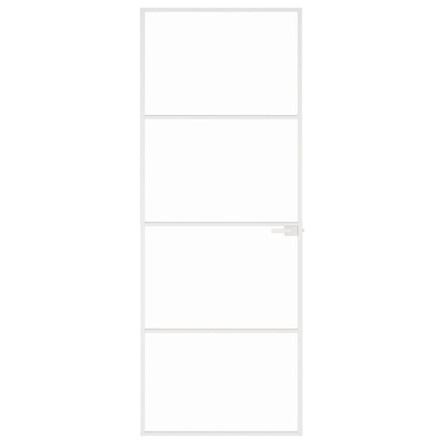 Binnendeur 76X20,5 Cm Gehard Glas En Aluminium Smal Wit En Transparant 76 x 201.5 cm 3 horizontale stangen