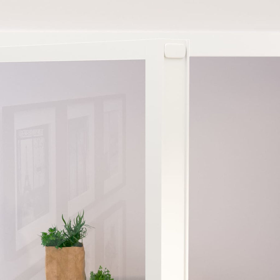 Binnendeur 76X20,5 Cm Gehard Glas En Aluminium Smal Wit En Transparant 76 x 201.5 cm 3 horizontale stangen