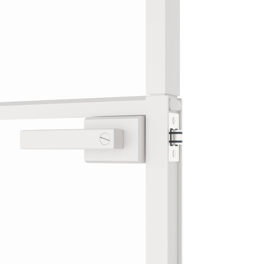Binnendeur 76X20,5 Cm Gehard Glas En Aluminium Smal Wit En Transparant 76 x 201.5 cm 3 horizontale stangen