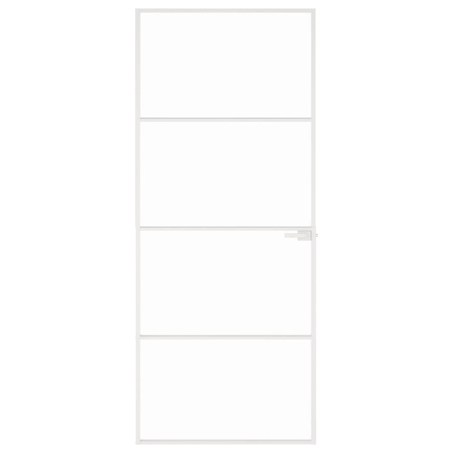 Binnendeur 83X201,5 Cm Gehard Glas En Aluminium Smal Wit