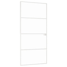 Binnendeur 93X201,5 Cm Gehard Glas En Aluminium Smal Wit En Transparant 93 x 201.5 cm