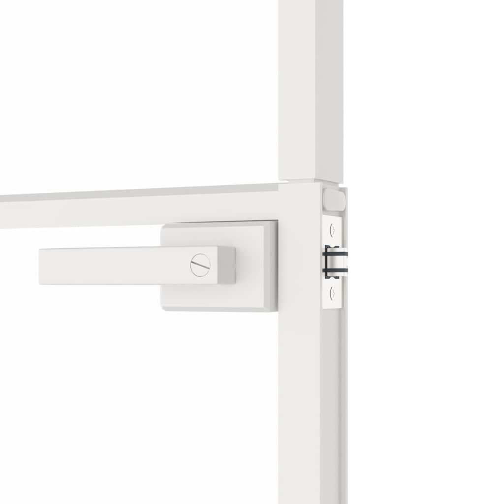 Binnendeur 93X201,5 Cm Gehard Glas En Aluminium Smal Wit En Transparant 93 x 201.5 cm