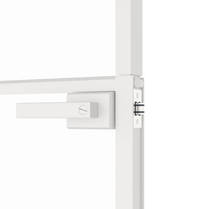 Binnendeur 93X201,5 Cm Gehard Glas En Aluminium Smal Wit En Transparant 93 x 201.5 cm