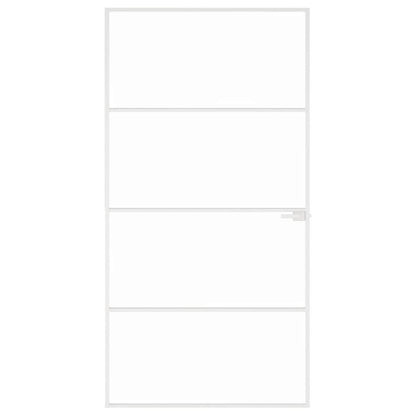 Binnendeur 102X201,5 Cm Gehard Glas En Aluminium Smal Wit En Transparant 102 x 201.5 cm