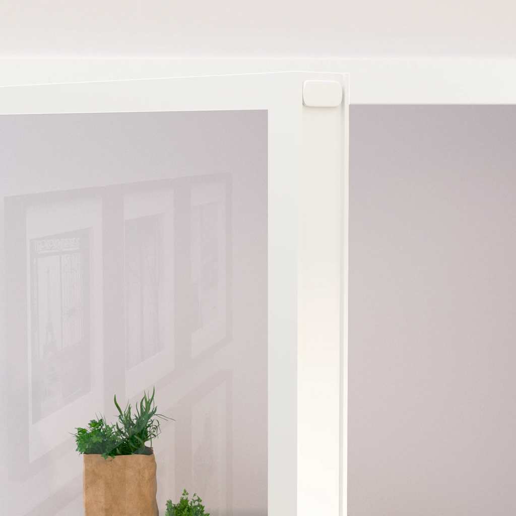 Binnendeur 102X201,5 Cm Gehard Glas En Aluminium Smal Wit En Transparant 102 x 201.5 cm