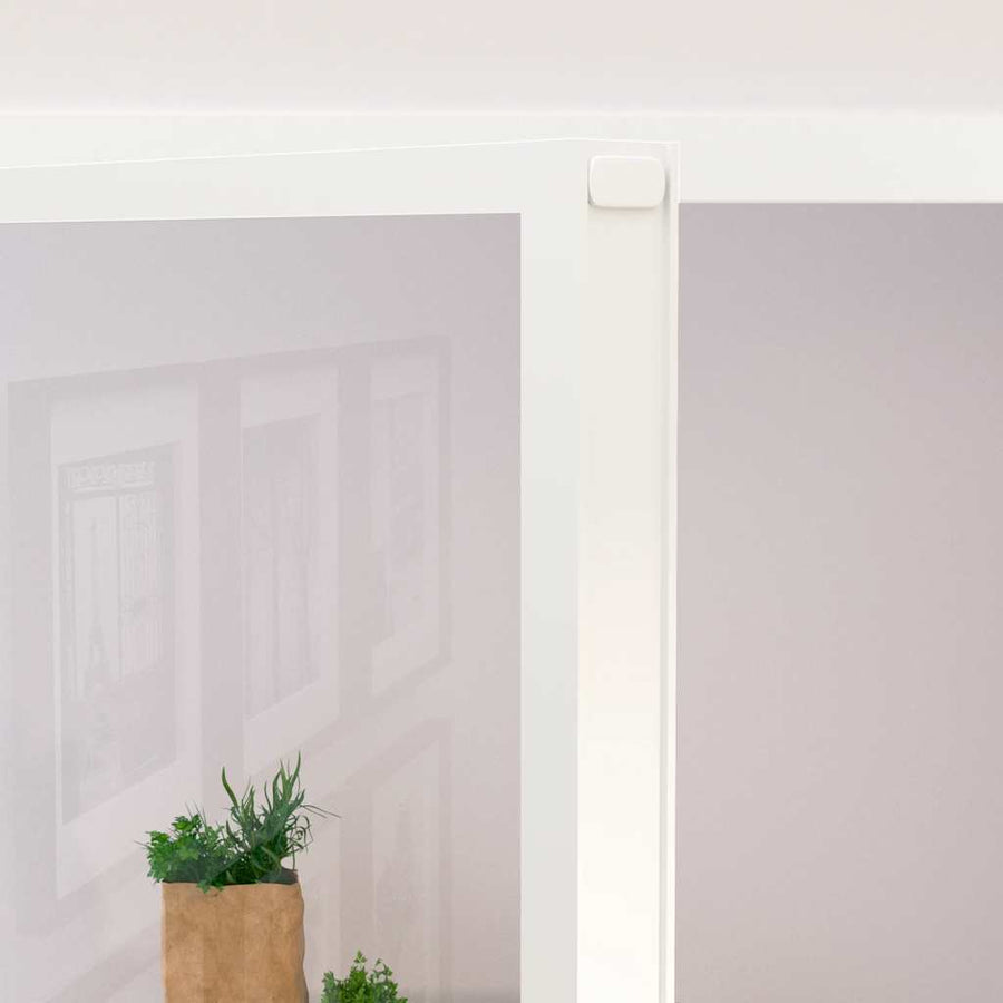 Binnendeur 102X201,5 Cm Gehard Glas En Aluminium Smal Wit En Transparant 102 x 201.5 cm