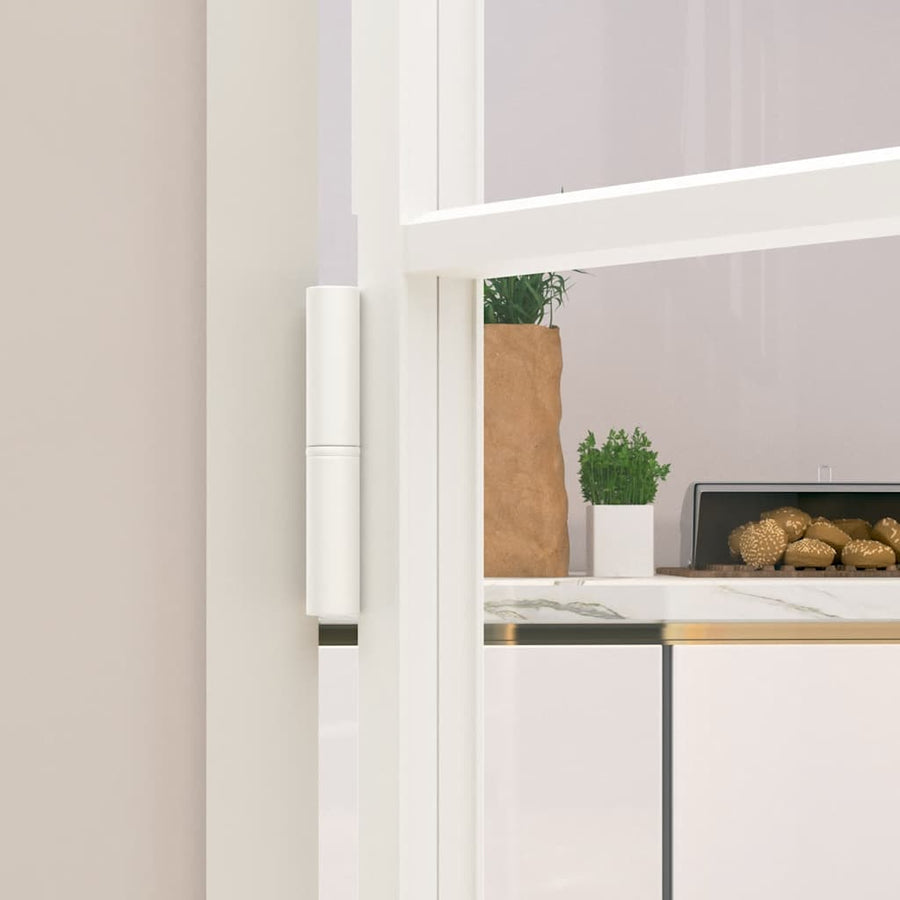 Binnendeur 102X201,5 Cm Gehard Glas En Aluminium Smal Wit En Transparant 102 x 201.5 cm