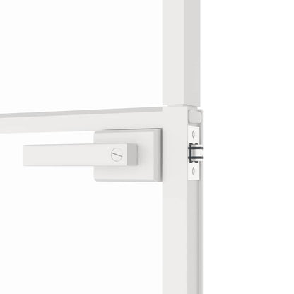 Binnendeur 102X201,5 Cm Gehard Glas En Aluminium Smal Wit En Transparant 102 x 201.5 cm