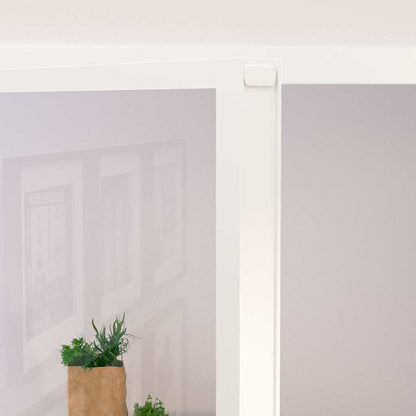 Binnendeur 76X201,5 Cm Gehard Glas En Aluminium Smal Wit En Transparant 76 x 201.5 cm 4x2 rooster