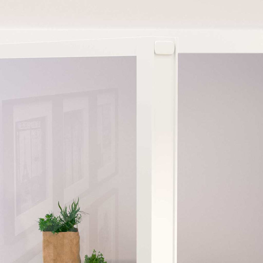 Binnendeur 76X201,5 Cm Gehard Glas En Aluminium Smal Wit En Transparant 76 x 201.5 cm 4x2 rooster
