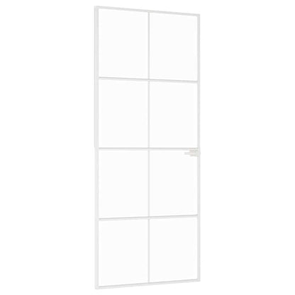Binnendeur 83x201,5 cm gehard glas en aluminium smal wit
