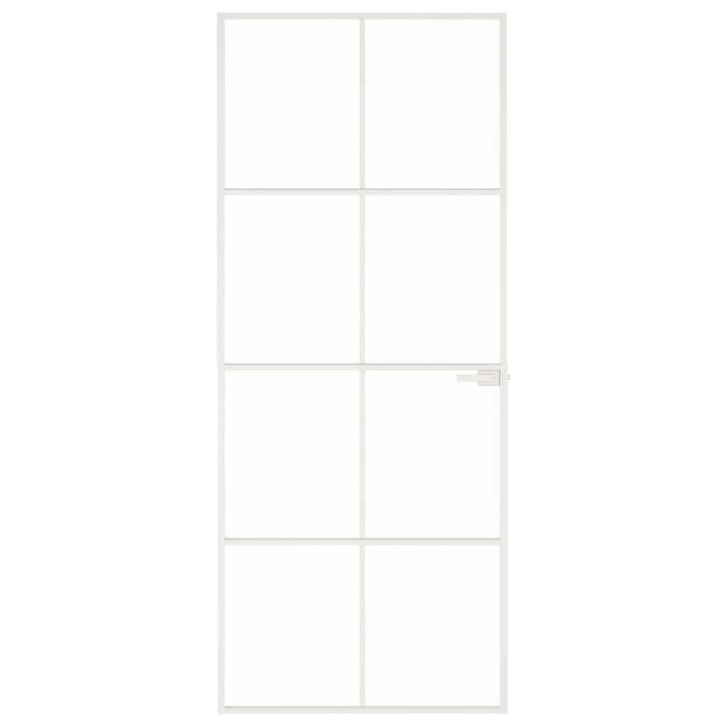 Binnendeur 83x201,5 cm gehard glas en aluminium smal wit