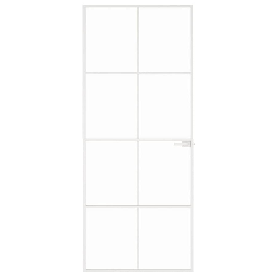 Binnendeur 83x201,5 cm gehard glas en aluminium smal wit
