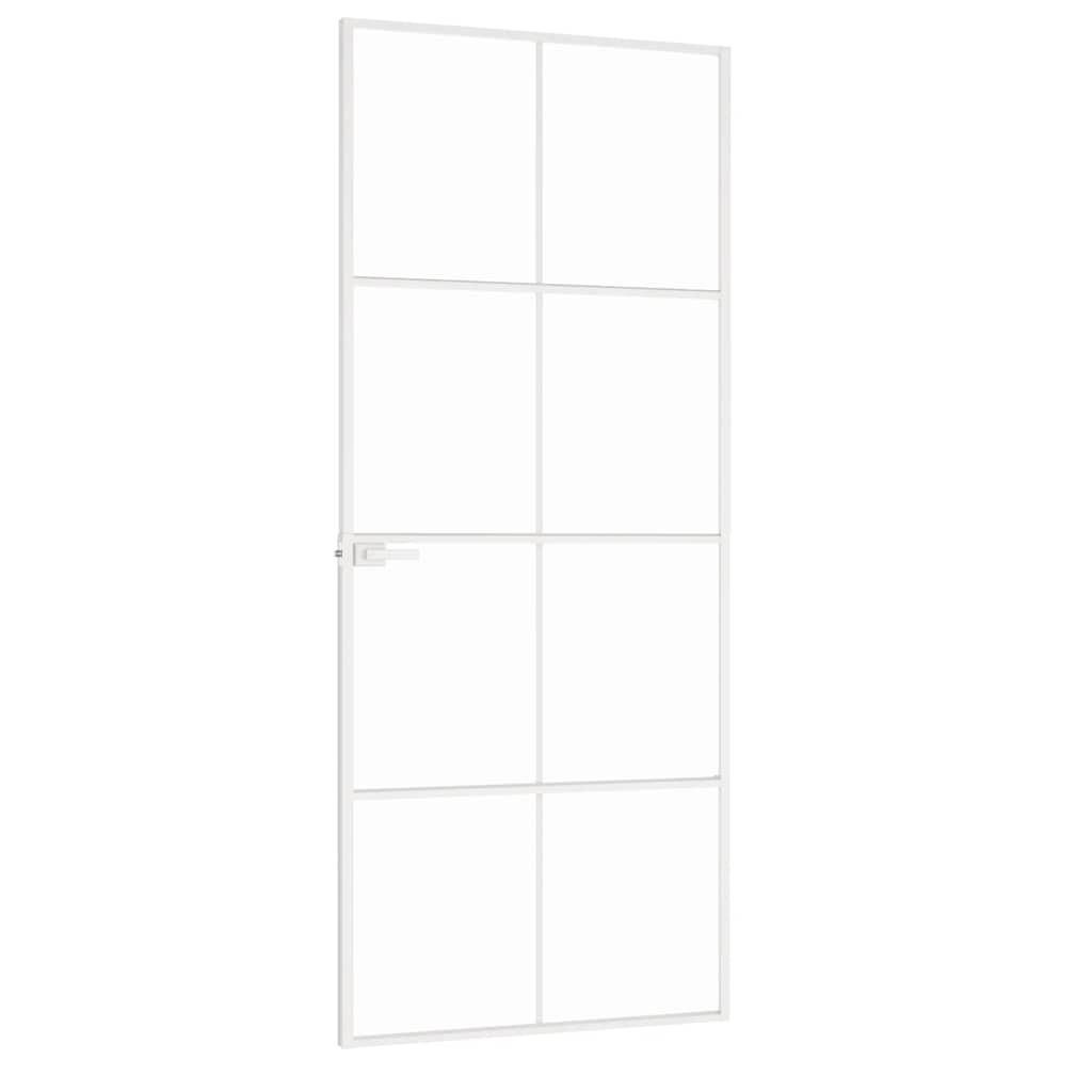 Binnendeur 83x201,5 cm gehard glas en aluminium smal wit