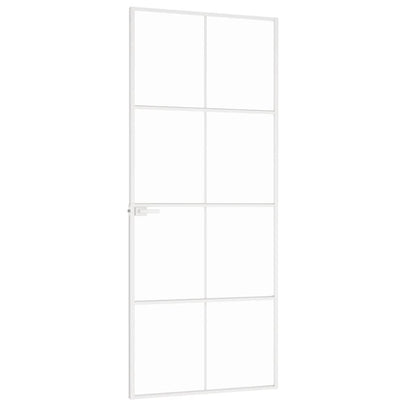 Binnendeur 83x201,5 cm gehard glas en aluminium smal wit