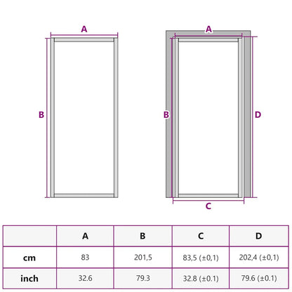 Binnendeur 83x201,5 cm gehard glas en aluminium smal wit