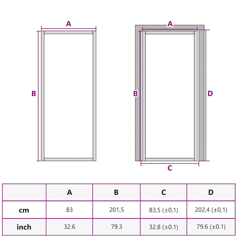 Binnendeur 83x201,5 cm gehard glas en aluminium smal wit