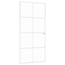 Binnendeur 93X20,5 Cm Gehard Glas En Aluminium Smal Wit En Transparant 93 x 201.5 cm 4x2 rooster