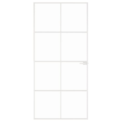 Binnendeur 93X20,5 Cm Gehard Glas En Aluminium Smal Wit En Transparant 93 x 201.5 cm 4x2 rooster