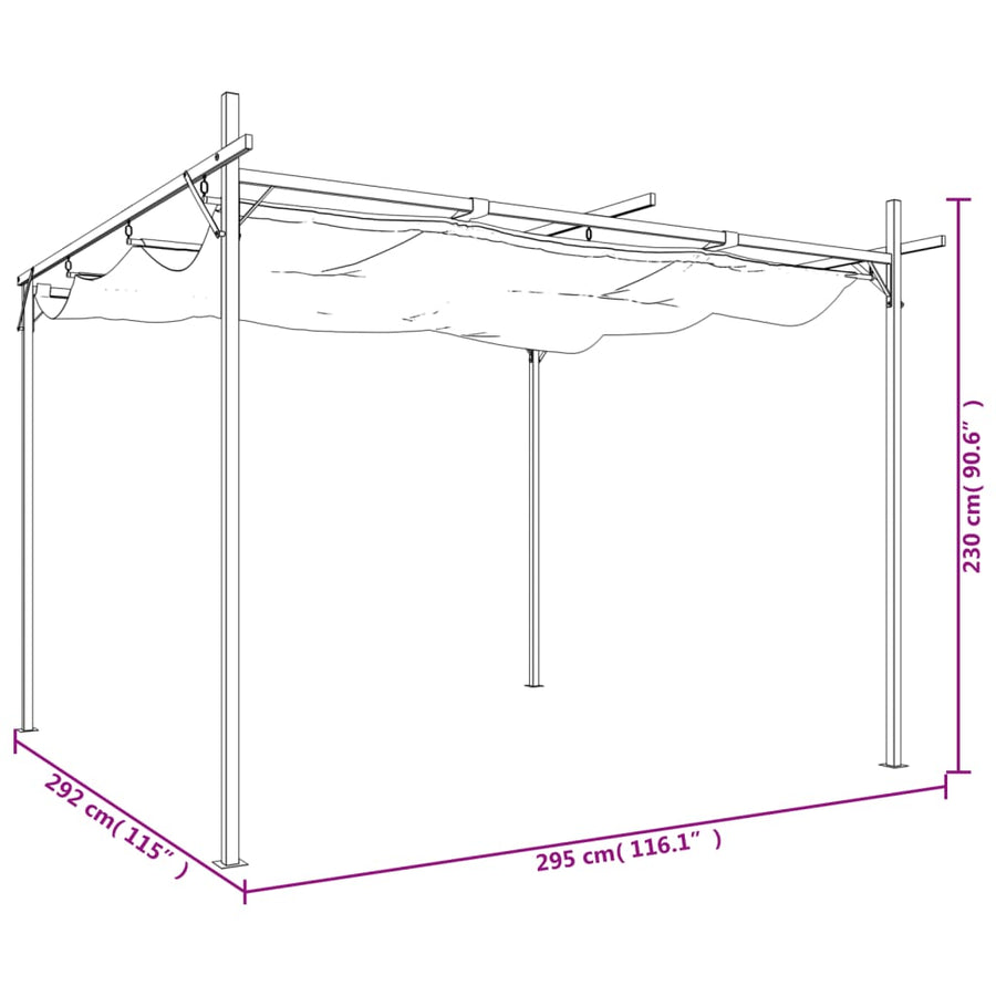 Pergola Met Uitschuifbaar Dak 295X292X230 Kleurig 295 x 292 x 230 cm