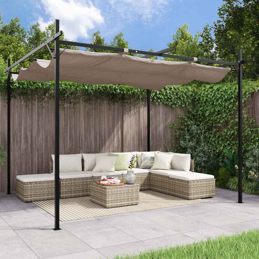Pergola Met Uitschuifbaar Dak 295X292X230 Taupe