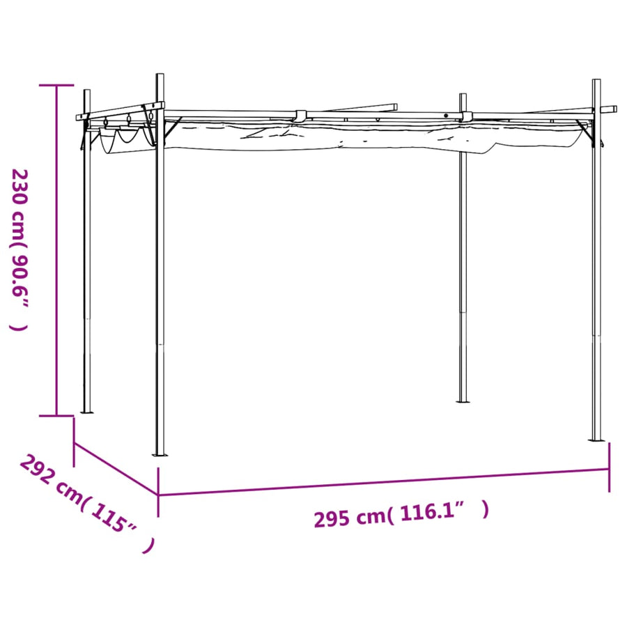 Pergola Met Uitschuifbaar Dak 295X292X230 Antracietkleurig
