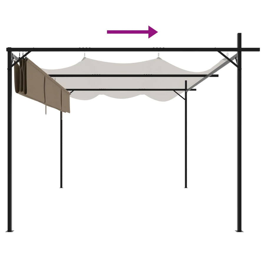 Pergola Met Uitschuifbaar Dak 395X292X230 395 x 292 x 230 cm Taupe