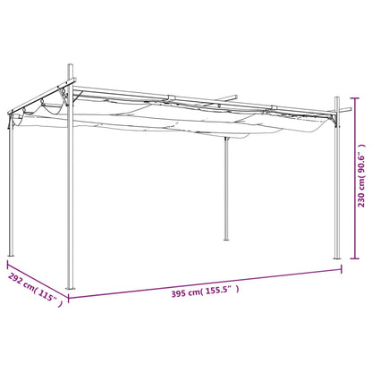 Pergola Met Uitschuifbaar Dak 395X292X230 395 x 292 x 230 cm Taupe