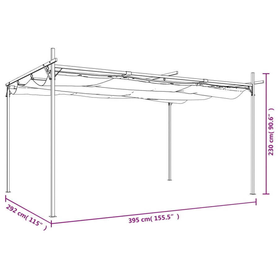 Pergola Met Uitschuifbaar Dak 395X292X230 395 x 292 x 230 cm Taupe