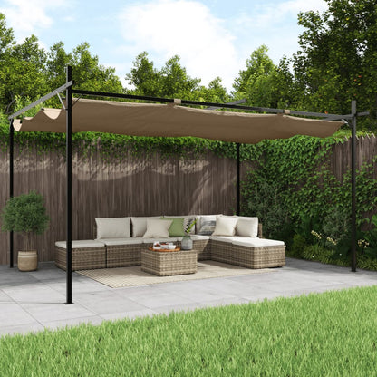 Pergola Met Uitschuifbaar Dak 395X292X230 395 x 292 x 230 cm Taupe