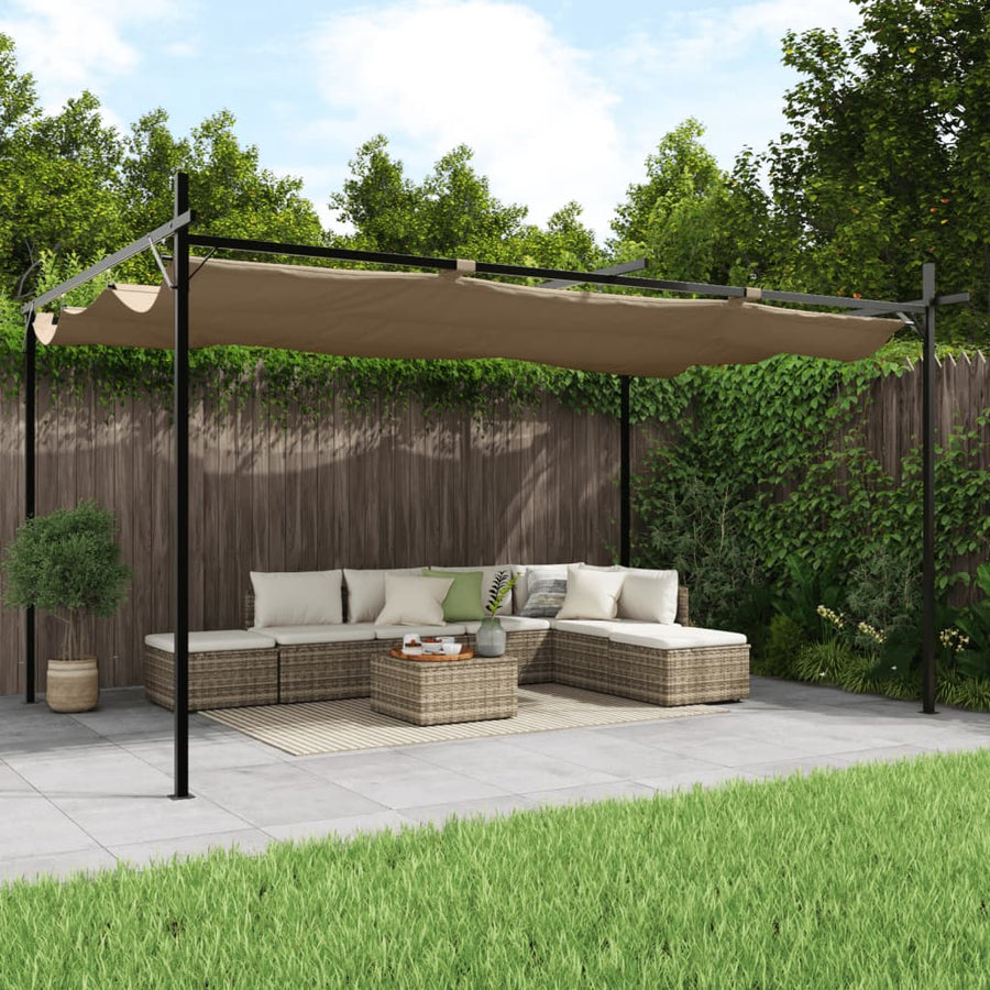 Pergola Met Uitschuifbaar Dak 395X292X230 395 x 292 x 230 cm Taupe