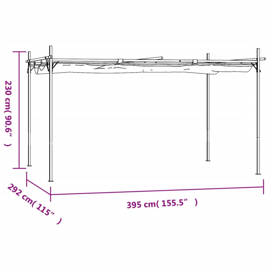 Pergola Met Uitschuifbaar Dak 395X292X230 Antracietkleurig