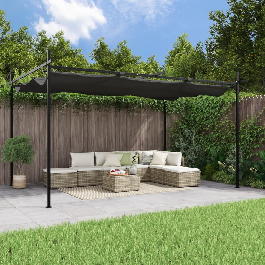 Pergola Met Uitschuifbaar Dak 395X292X230 Antracietkleurig